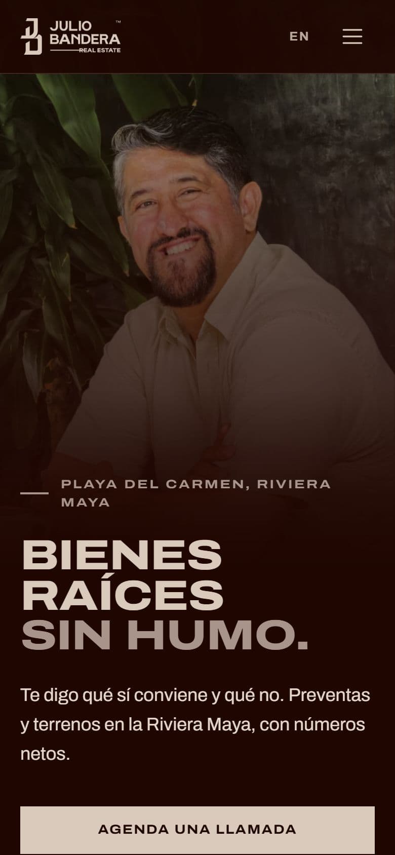 Julio Bandera Real Estate — The home page (Mobile)