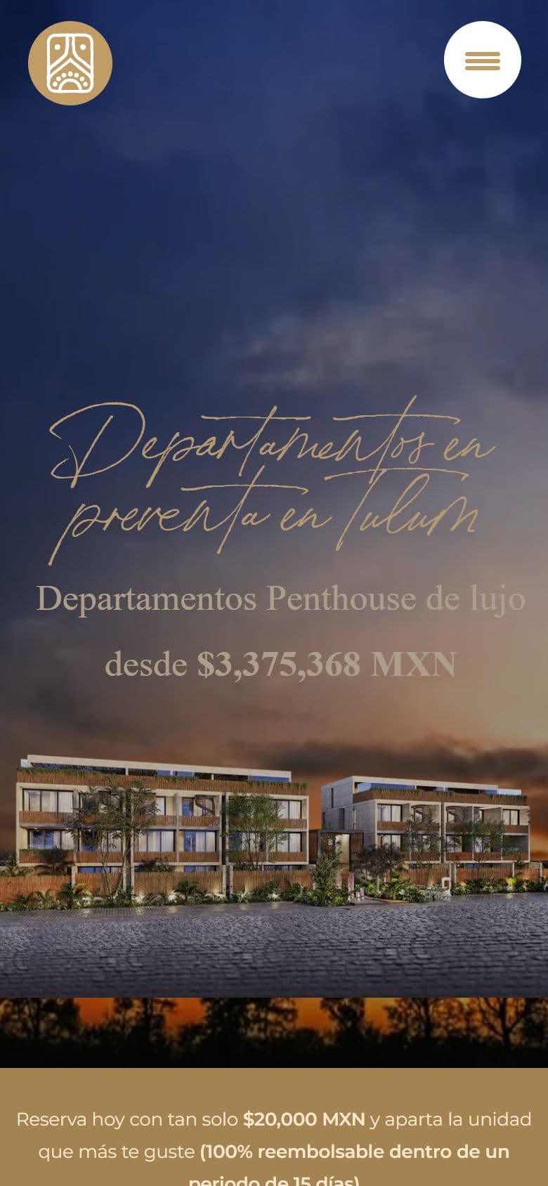 Nativa Tulum — The live site (Mobile)