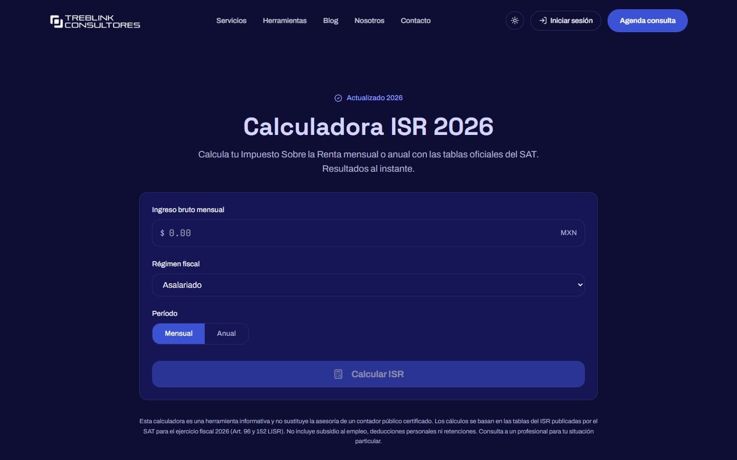 Treblink Consultores — La calculadora de ISR (Web)